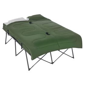 2-Person Folding Camping Cot Portable Outdoor Bed Set with Sleeping Bag, Inflatable Air Mattress, Comfort Pillows and Carry Bag