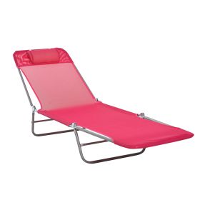Folding Chaise Lounge Chair, Pool Sun Tanning Chair, Outdoor Lounge Chair with Reclining Back, Breathable Mesh Seat, Headrest for Beach, Yard, Pa