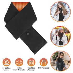 Heated Scarf USB Powered - 3 Heat Settings (Low/Medium/High), Soft Skin-Friendly, Washable, Stylish Colors for Winter Hiking/Camping/Birthday Gif (Color: black)