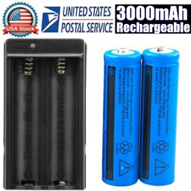 Li-ion Battery&Charger 3000mAh 3.7V Rechargeable Batteries US Plug For Torch Flashlight (Option: 2pcs charger)